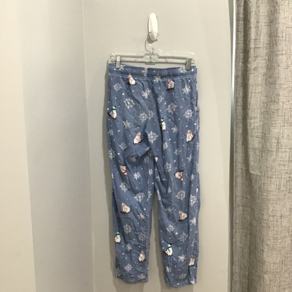 Old Navy Unisex Size Small Flannel Snowman Blue Pajama Pants Winter Bears Sleigh - Picture 3 of 7